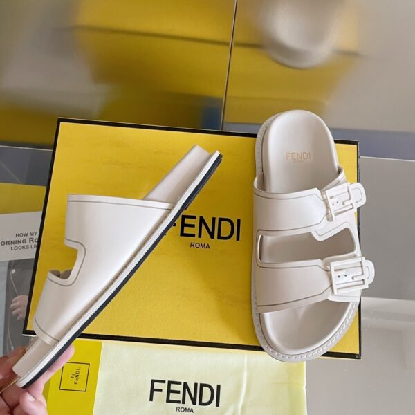 Fendi Feel White FF Fabric Slides For Women 8X8326PPHF1G70