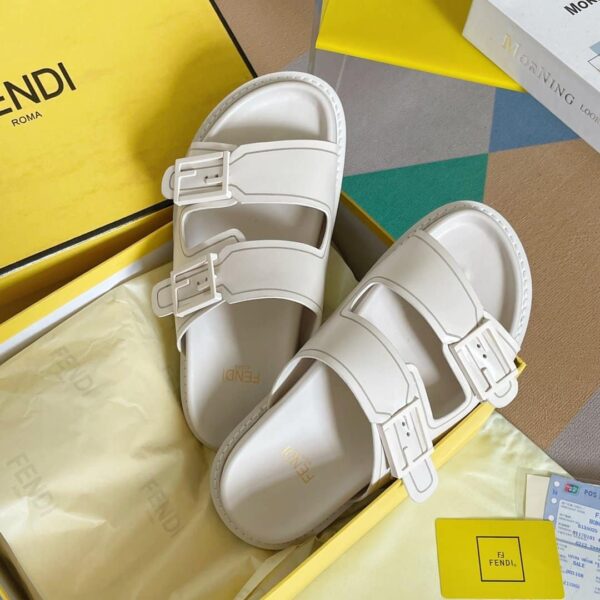 Fendi Feel White FF Fabric Slides For Women 8X8326PPHF1G70