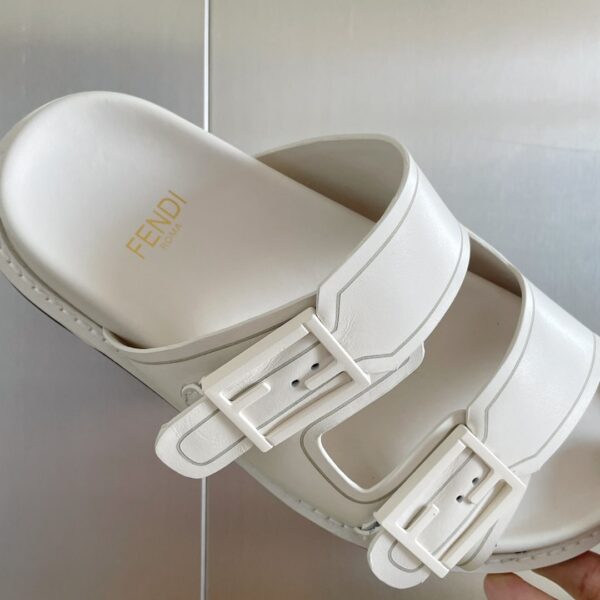 Fendi Feel White FF Fabric Slides For Women 8X8326PPHF1G70