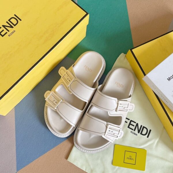 Fendi Feel White FF Fabric Slides For Women 8X8326PPHF1G70