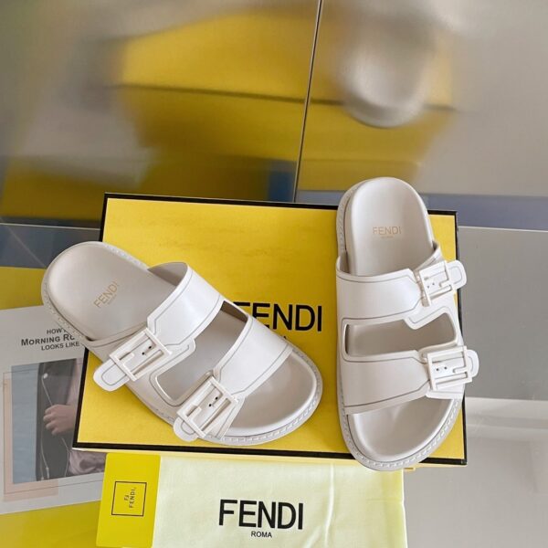 Fendi Feel White FF Fabric Slides For Women 8X8326PPHF1G70