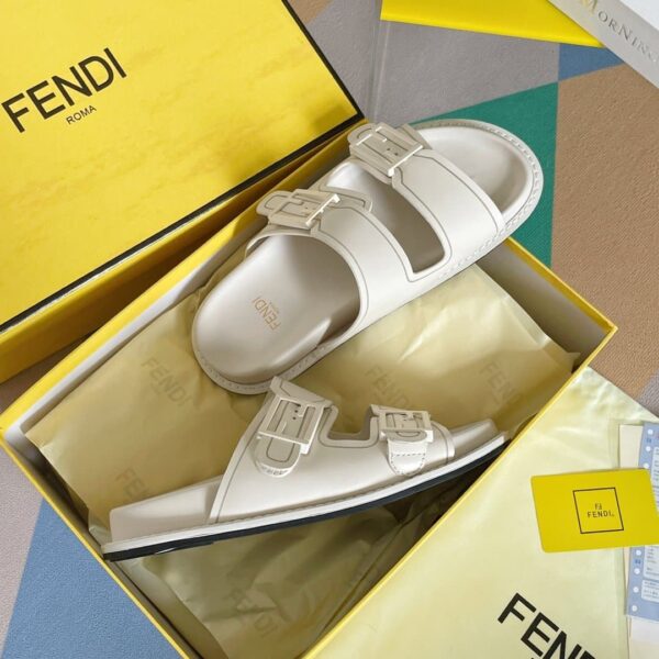 Fendi Feel White FF Fabric Slides For Women 8X8326PPHF1G70