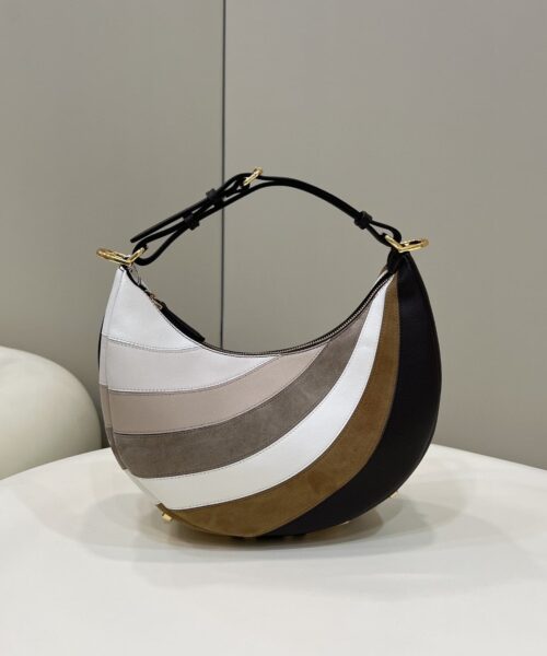 1:1 Replica Fendi Fendigraphy Small Beige And Brown Inlay Bag For Woman 24.5cm/9.5in 8BR798AJSSF1HNV