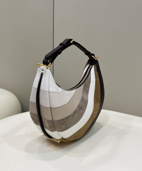 1:1 Replica Fendi Fendigraphy Small Beige And Brown Inlay Bag For Woman 24.5cm/9.5in 8BR798AJSSF1HNV
