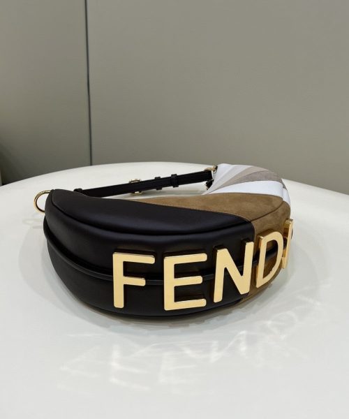 1:1 Replica Fendi Fendigraphy Small Beige And Brown Inlay Bag For Woman 24.5cm/9.5in 8BR798AJSSF1HNV