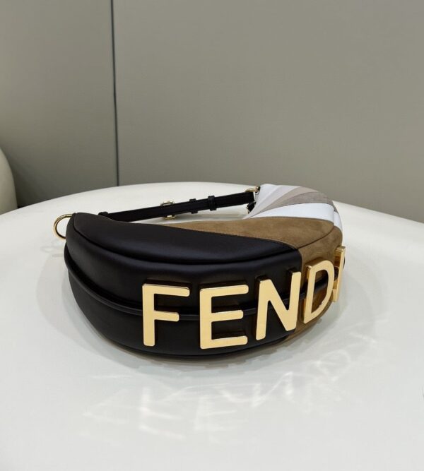 1:1 Replica Fendi Fendigraphy Small Beige And Brown Inlay Bag For Woman 24.5cm/9.5in 8BR798AJSSF1HNV