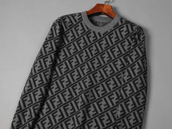 Fendi FF Diagonal Stripe Sweatshirt Grey For Men