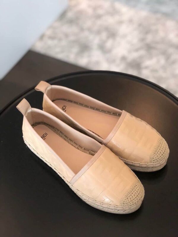 Fendi FF Logo Espadrilles Calfskin Leather Spring/Summer 2020 Collection, Beige