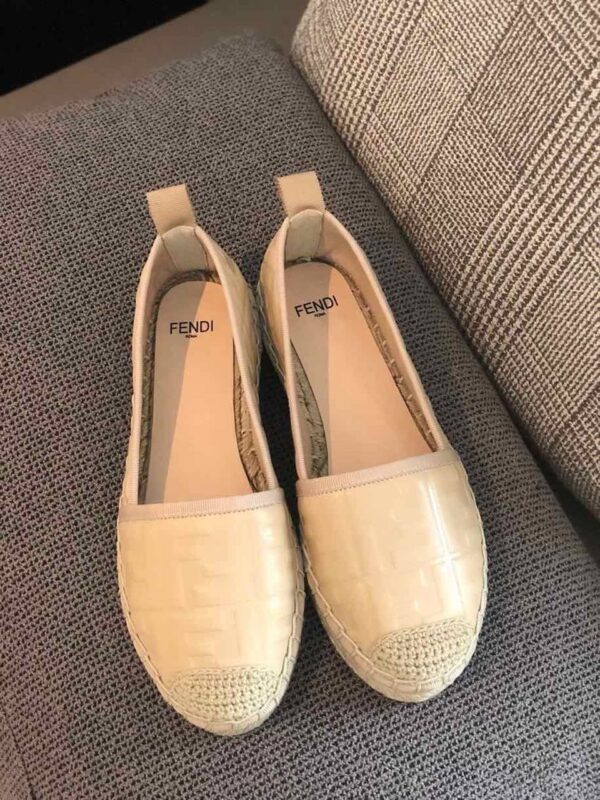 Fendi FF Logo Espadrilles Calfskin Leather Spring/Summer 2020 Collection, Beige