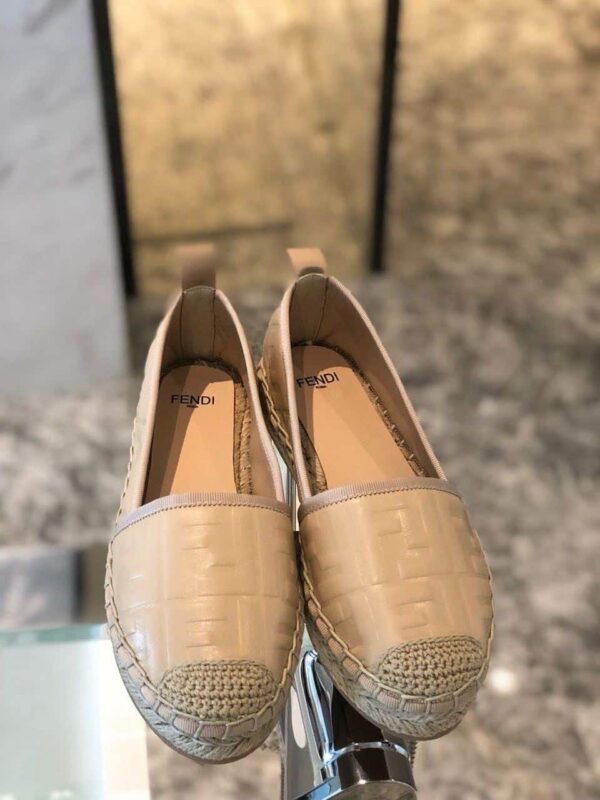 Fendi FF Logo Espadrilles Calfskin Leather Spring/Summer 2020 Collection, Beige