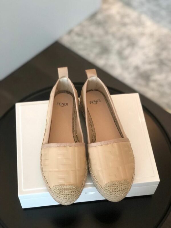 Fendi FF Logo Espadrilles Calfskin Leather Spring/Summer 2020 Collection, Beige