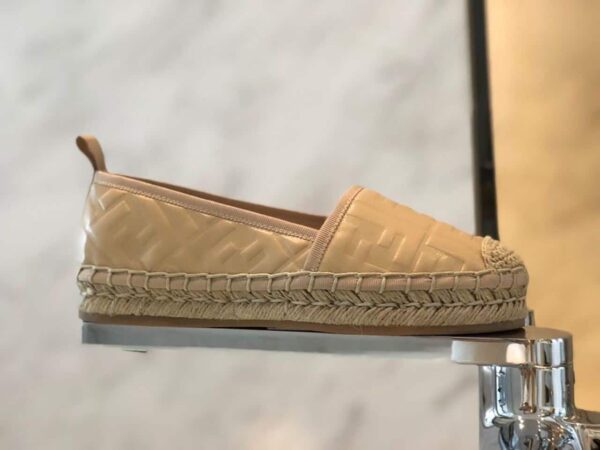 Fendi FF Logo Espadrilles Calfskin Leather Spring/Summer 2020 Collection, Beige