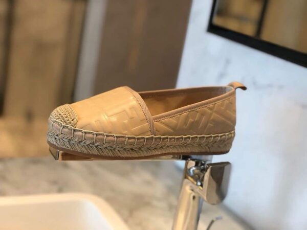 Fendi FF Logo Espadrilles Calfskin Leather Spring/Summer 2020 Collection, Beige