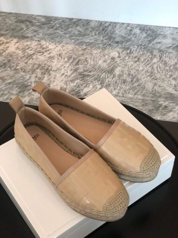 Fendi FF Logo Espadrilles Calfskin Leather Spring/Summer 2020 Collection, Beige
