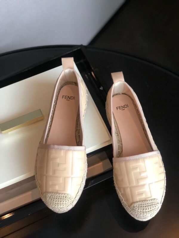 Fendi FF Logo Espadrilles Calfskin Leather Spring/Summer 2020 Collection, Beige