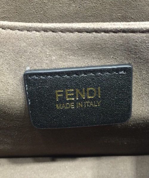 1:1 Replica Fendi FF Logo Kan I Bag 9.8in/25cm With Gold Toned Chain Black For Women