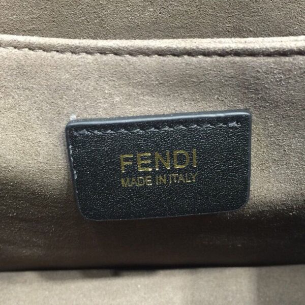 1:1 Replica Fendi FF Logo Kan I Bag 9.8in/25cm With Gold Toned Chain Black For Women