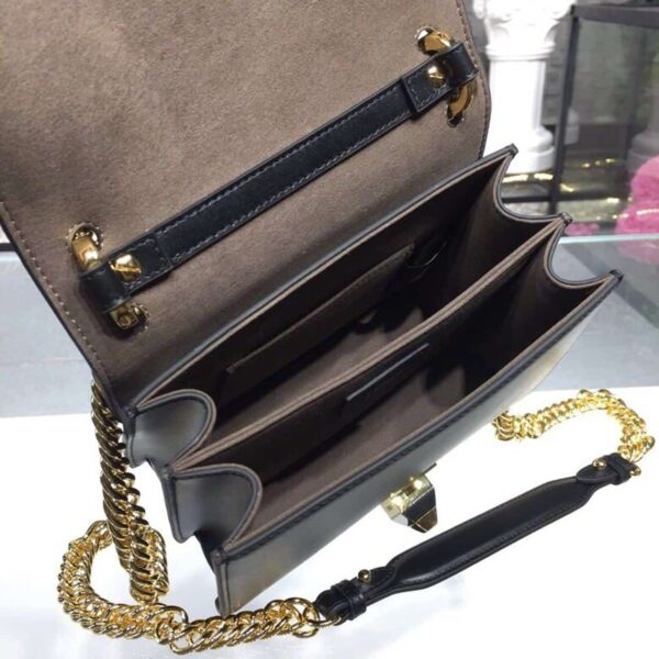 1:1 Replica Fendi FF Logo Kan I Bag 9.8in/25cm With Gold Toned Chain Black For Women