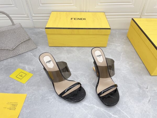 Fendi First Black Transparent High-Heeled Sandals For Women