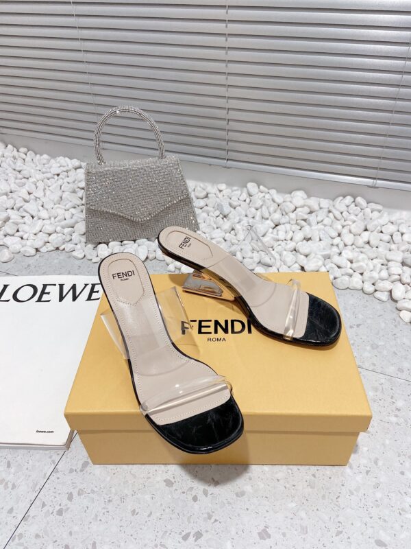 Fendi First Black Transparent Medium-Heeled Sandals For Women