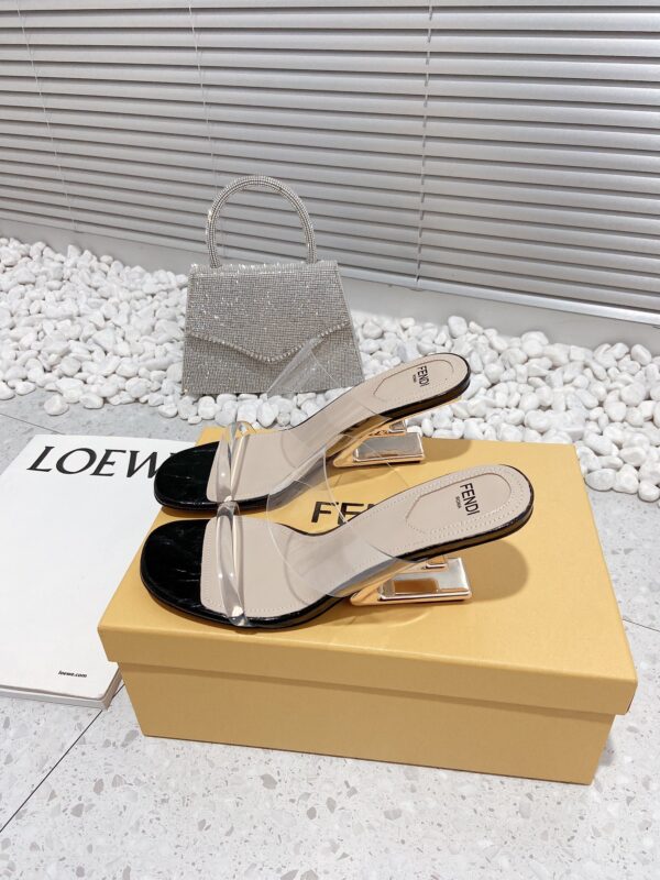 Fendi First Black Transparent Medium-Heeled Sandals For Women