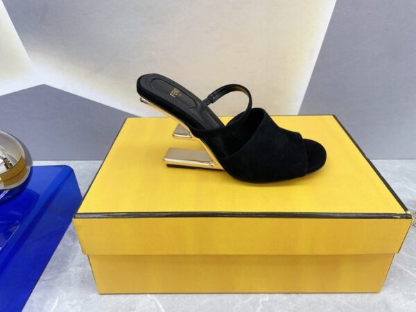 Fendi First Black Velvet High-Heeled Sandals For Women