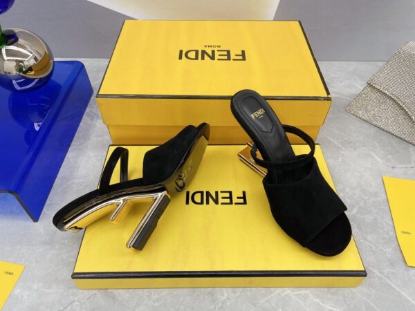 Fendi First Black Velvet High-Heeled Sandals For Women
