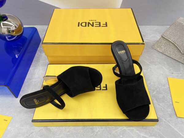 Fendi First Black Velvet High-Heeled Sandals For Women