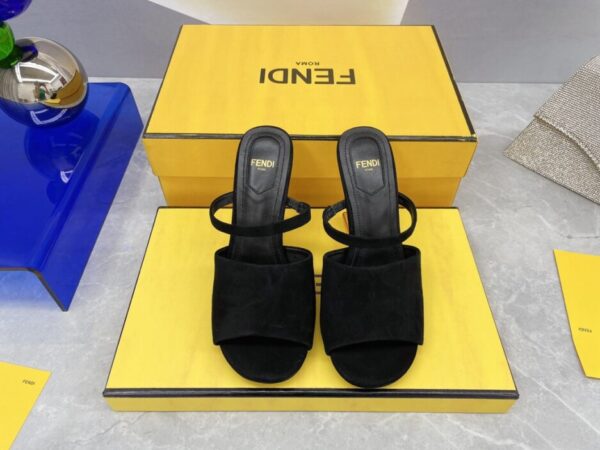Fendi First Black Velvet High-Heeled Sandals For Women
