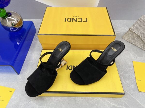 Fendi First Black Velvet High-Heeled Sandals For Women