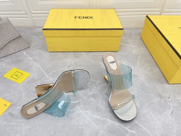 Fendi First Blue Transparent High-Heeled Sandals For Women