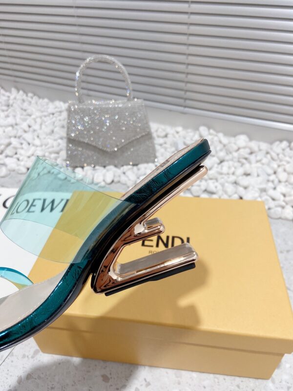 Fendi First Dark Green Transparent High-Heeled Sandals For Women