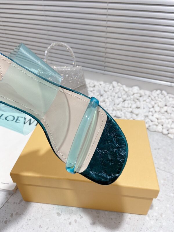 Fendi First Dark Green Transparent High-Heeled Sandals For Women