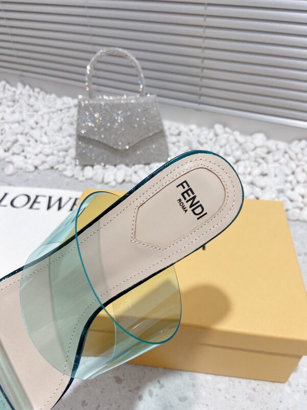 Fendi First Dark Green Transparent High-Heeled Sandals For Women
