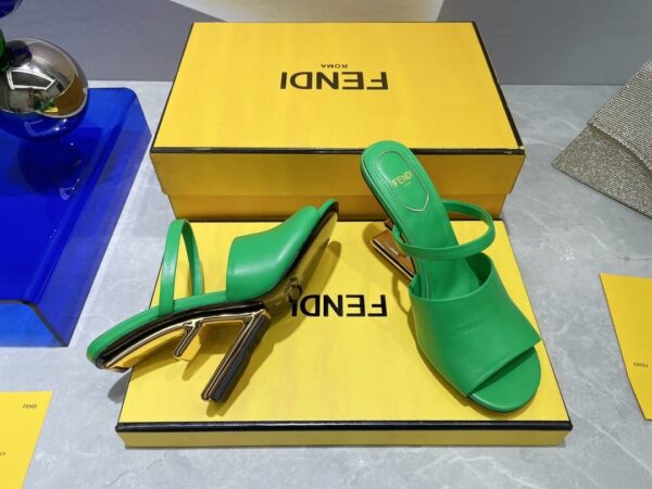 Fendi First Green High-Heeled Sandals For Women 