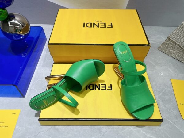 Fendi First Green High-Heeled Sandals For Women 
