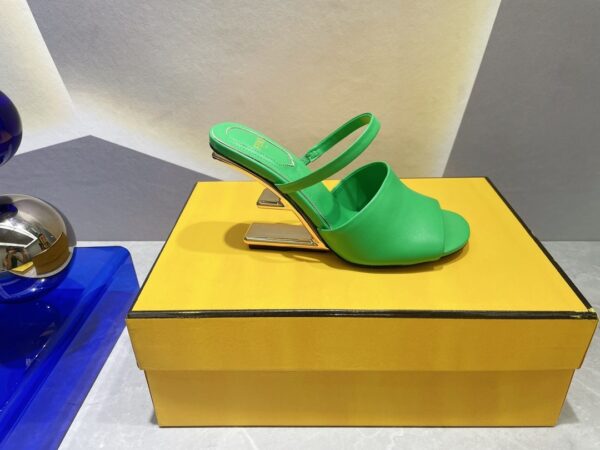 Fendi First Green High-Heeled Sandals For Women 