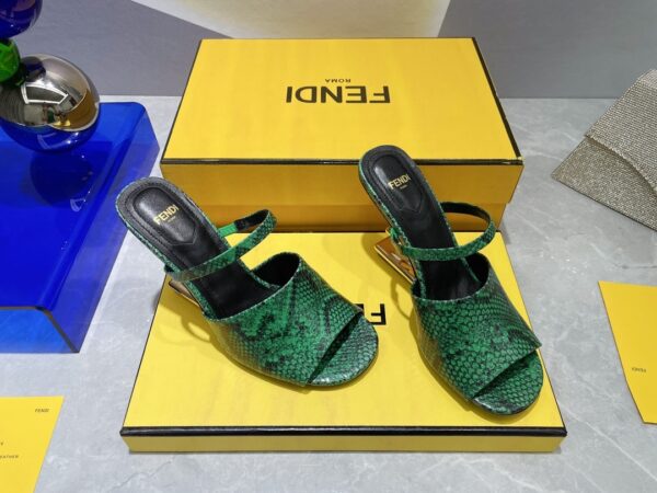 Fendi First Green Python High-Heeled Sandals For Women