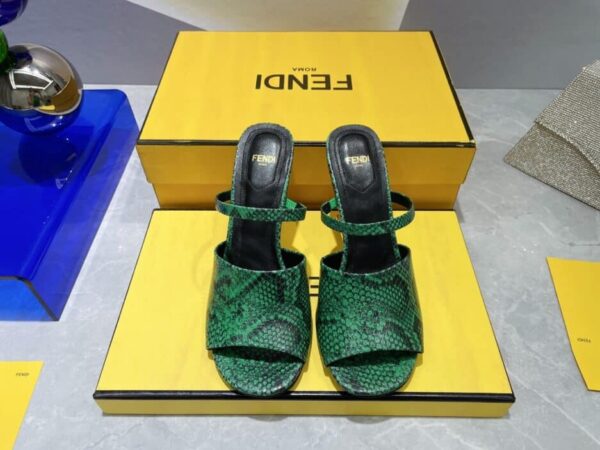 Fendi First Green Python High-Heeled Sandals For Women
