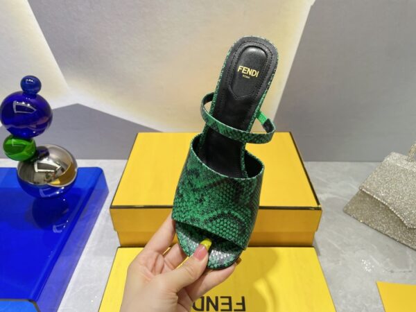 Fendi First Green Python High-Heeled Sandals For Women