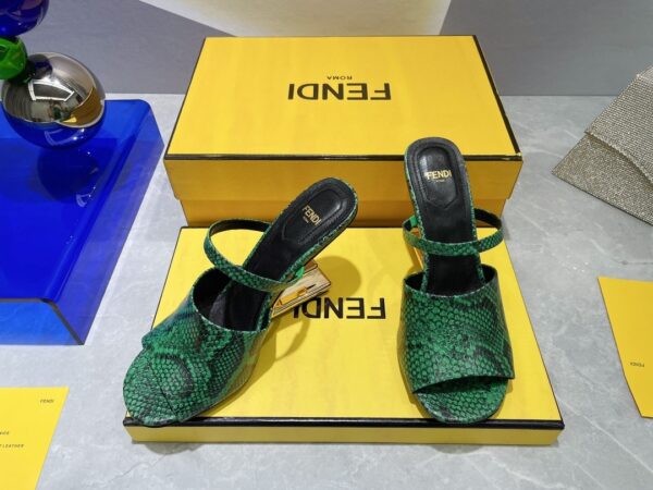 Fendi First Green Python High-Heeled Sandals For Women