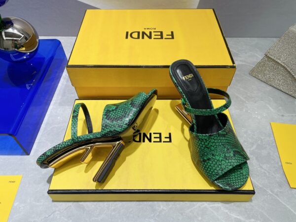 Fendi First Green Python High-Heeled Sandals For Women