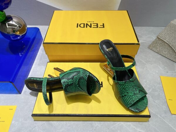 Fendi First Green Python High-Heeled Sandals For Women