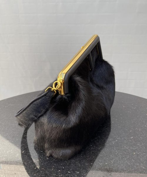 1:1 Replica Fendi First Medium Black Fox Fur Bag For Woman 32.5cm/13in