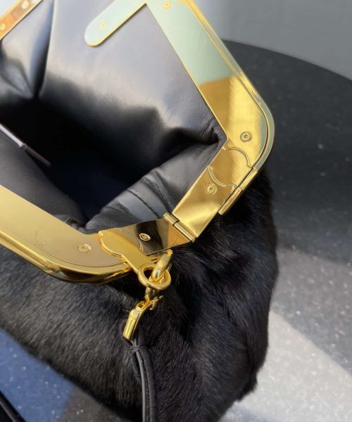 1:1 Replica Fendi First Medium Black Fox Fur Bag For Woman 32.5cm/13in