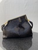 1:1 Replica Fendi First Medium Black Fox Fur Bag For Woman 32.5cm/13in