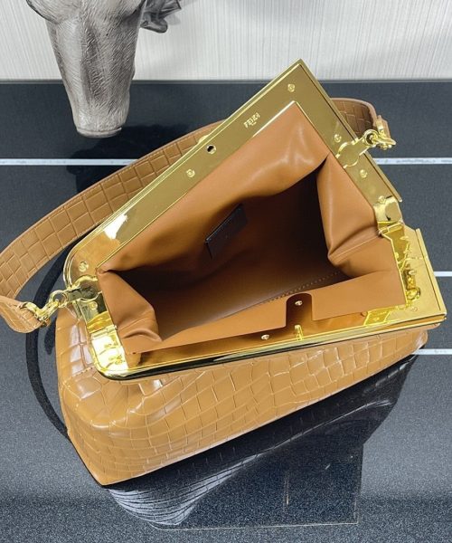 1:1 Replica Fendi First Medium Brown Crocodile Bag For Woman 32.5cm/13in