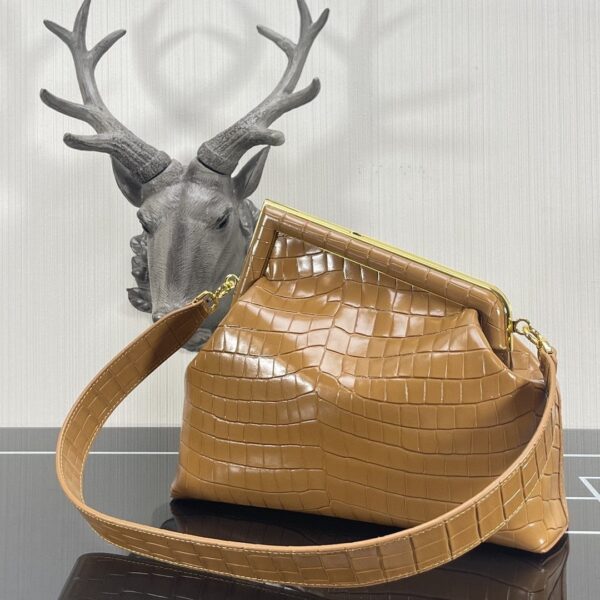 1:1 Replica Fendi First Medium Brown Crocodile Bag For Woman 32.5cm/13in