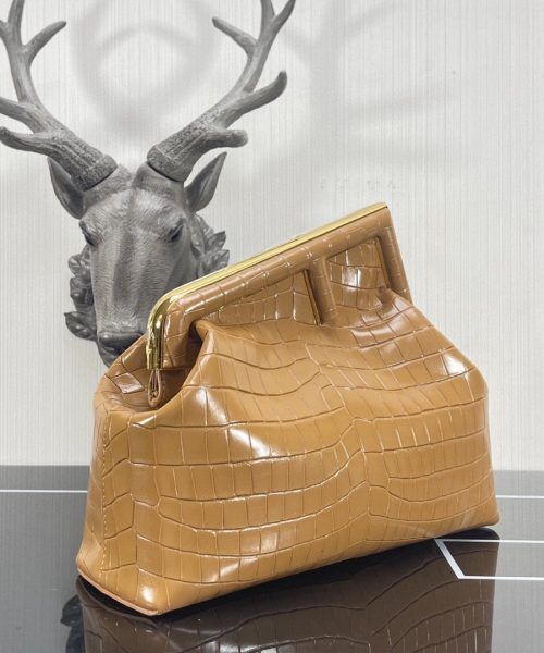 1:1 Replica Fendi First Medium Brown Crocodile Bag For Woman 32.5cm/13in