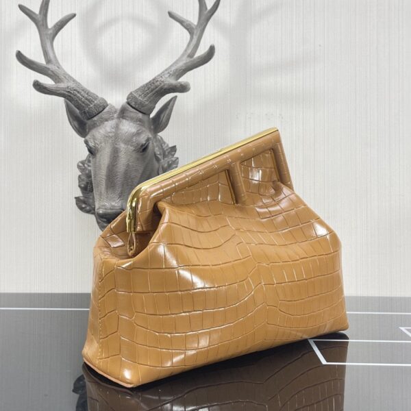 1:1 Replica Fendi First Medium Brown Crocodile Bag For Woman 32.5cm/13in